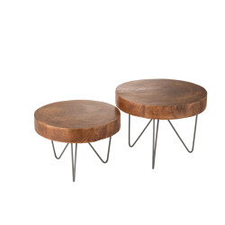 J-Line set van 2 bijzettafels paulownia 49x49x37.5cm