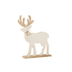 J-Line rendier op voet mango hout wit/white wash large 45x7x56cm