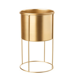 J-Line bloempot op voet metaal goud large 18x18x32cm
