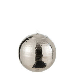 J-Line drijvende brander bol gehamerd stainless steel zilver 20x20x23cm