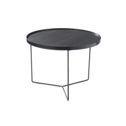 J-Line bijzettafel rond hout metaal donker bruin medium 60x60x45cm