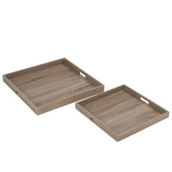 J-Line set 2 plateau vierkant hout 50x50x5cm