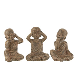 J-Line set of 3 monnik poly large 36.5x28.5x51cm