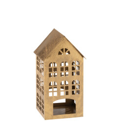 J-Line kaarshouder huis kappa ijzer goud 17.5x17x32.5cm
