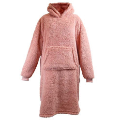 Unique Living hoodie teddy old pink -70x110cm