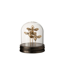 J-Line stolp vlinder poly/glas goud 16x16x17cm