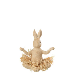 J-Line konijn zittend yoga steen/resine natural 18x18x21cm