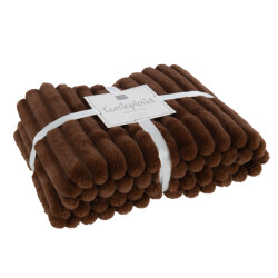 J-Line plaid corduroy polyester chocolade 180x130x3cm