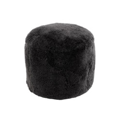 J-Line poef rond schapenvel donker 57x57x47cm
