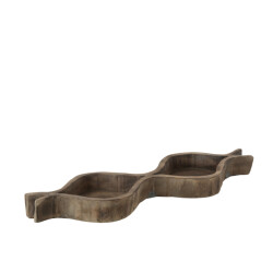 J-Line decoratie schaal 2 vakken hout 61.5x18.5x5.5cm