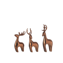 J-Line set van 3 rendier resine galvanisch koper 7x4x16cm