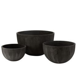J-Line set van 3 bloempotten rond keramiek laag 60x60x46cm