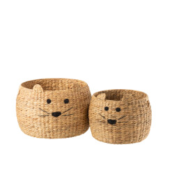 J-Line set van 2 manden kat waterhyacinth 48x48x36cm