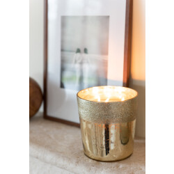 J-Line geurkaars m-chic glas goud medium 15.5x15.5x15.5cm
