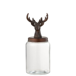 J-Line voorraadpot hert glas/resine /koper large 16x16x39.5cm