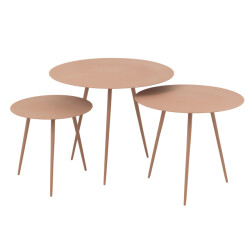 J-Line set van drie bijzettafel ijzer oud 56x56x44.5cm
