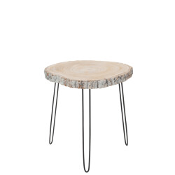 J-Line bijzettafel paulownia hout/ijzer grey wash large 55x50x59cm