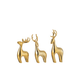 J-Line set van 3 rendier resine galvanisch goud 7x4x16cm