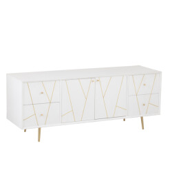 J-Line dressoir lijnen 4 lades 2 deuren hout/metaal /goud 150x45x60cm