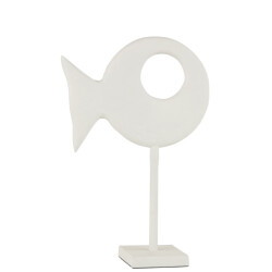 J-Line figuur vis op voet aluminium large 26x10x39cm