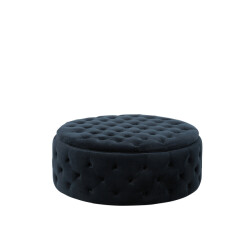 J-Line poef rond knopen wilson fluweel berk antraciet 100x100x40cm