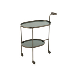 J-Line serveerkar ovaal 2niv ijzer/glas 74x42x84cm