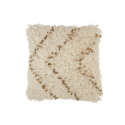 J-Line kussen vierkant parel katoen /goud 47x47x14cm