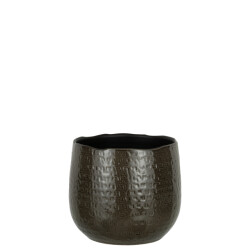 J-Line bloempot patroon keramiek donker large 25.5x25.5x22cm