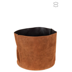 J-Line opbergmand rond laag leder cognac 27x25.5x34.5cm