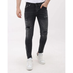 Mario Morato Spijkerbroek slim fit jeans met verfspatten mm
