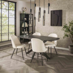Hoyz eetkamertafel 180 deens ovaal 3d melamine slate stone