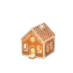 J-Line huis peperkoek vierkant ster led poly medium 18x15x17.5cm