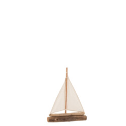 J-Line zeilboot drijfhout small 35x7.5x42cm