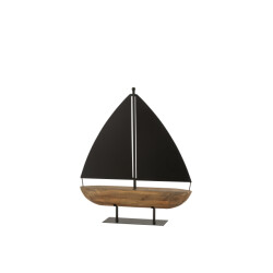 J-Line zeilboot hout/metaal /bruin large 45.5x10x49.5cm