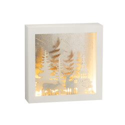 J-Line kader 3d led winter pvc/glas zilver 24.5x7x24.5cm
