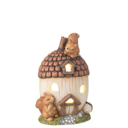 J-Line huis eikel led magnesium mix 22x20x35.5cm