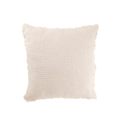 J-Line kussen gerafelde randen katoen/polyester 50x50x12cm