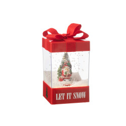 J-Line sneeuwbol geschenkdoos led kerstman resine 13.5x13.5x20cm