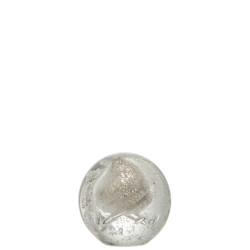 J-Line presse papier bubbel glas zilver medium 10.5x10.5x10.5cm