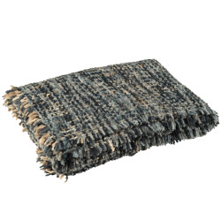 J-Line plaid tweed acryl/katoen /wit 180x130x1cm