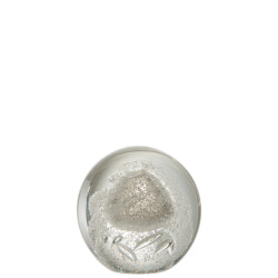 J-Line presse papier bubbel glas zilver large 12x12x11.5cm