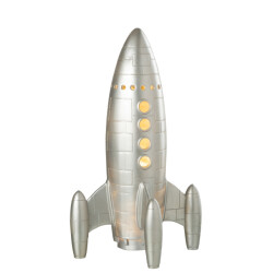 J-Line lamp raket resine zilver 20x20x43cm