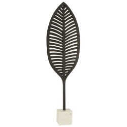 J-Line figuur blad fijn decoratief aluminium/marmer /wit large -