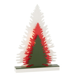 J-Line deco winter led bomen hout mix 29.5x6x44.5cm