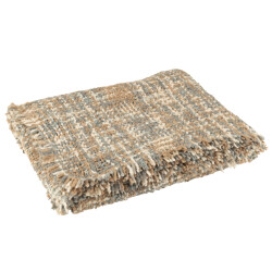J-Line plaid tweed acryl/katoen blauw/beige 180x130x1cm