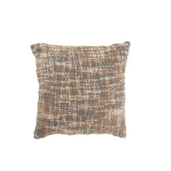 J-Line kussen tweed acryl/katoen lichtblauw/beige 45x45x12cm