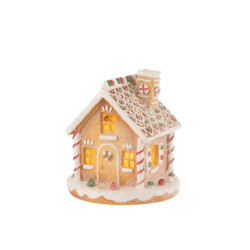 J-Line huis led peperkoek resin mix 22x22x23cm