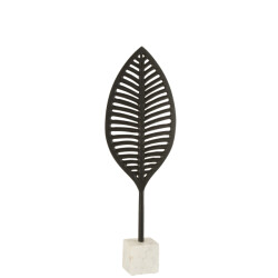 J-Line figuur blad fijn decoratief aluminium/marmer /wit small -
