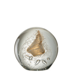 J-Line presse papier bubbel glas goud extralarge 17x17x17cm