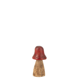 J-Line paddenstoel stolp rood/naturel small 15x15x32cm